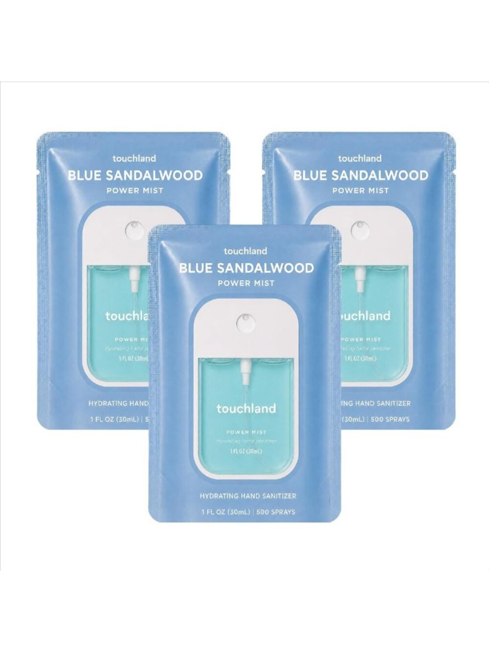 Hydrating Hand Sanitizer Spray - Blue Sandalwood Scent, Travel Size, 3 Pack